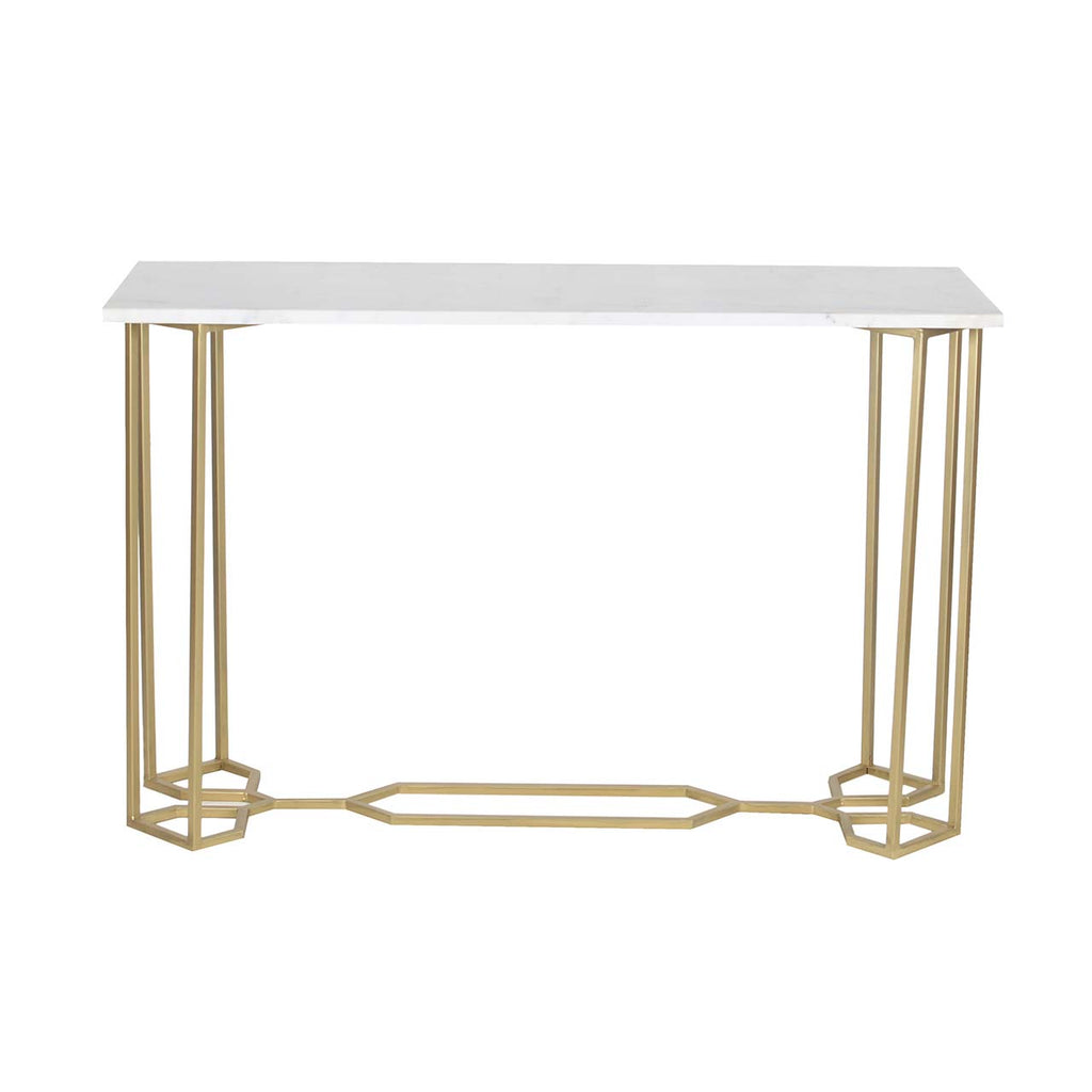 Queens Bridge Marble Top Console Table - Gold Iron