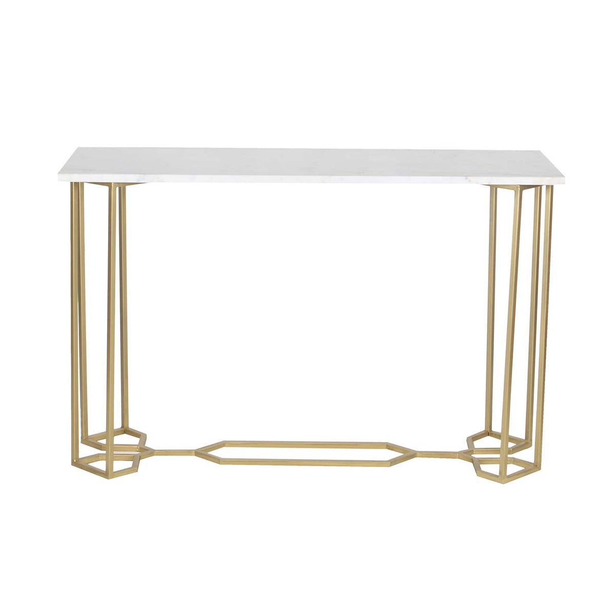 Queens Bridge Marble Top Console Table - Gold Iron