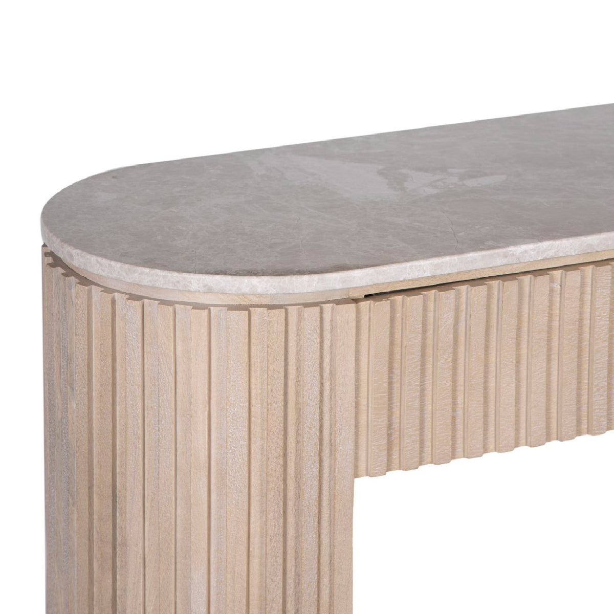 Reed Travertine Marble Top 2 Drawer Console Table