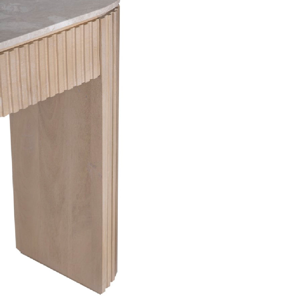 Reed Travertine Marble Top 2 Drawer Console Table