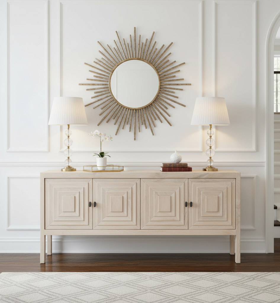 Reevira Mango Wood 4 Door Sideboard