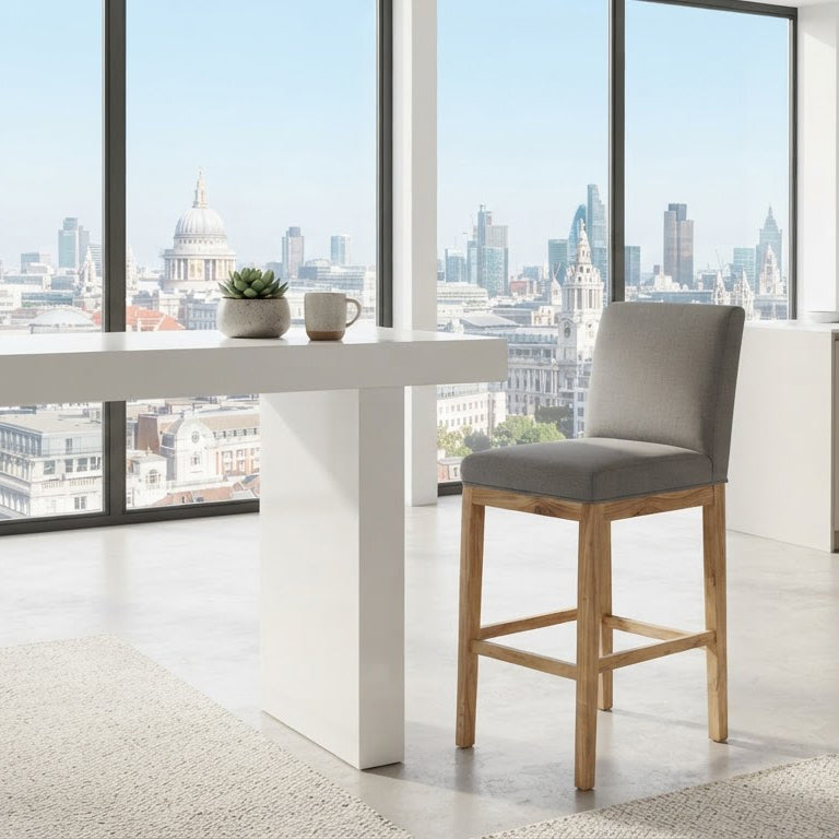 Remmy Acacia Wood Fabric Bar Chair - Natural / Archer Charcoal