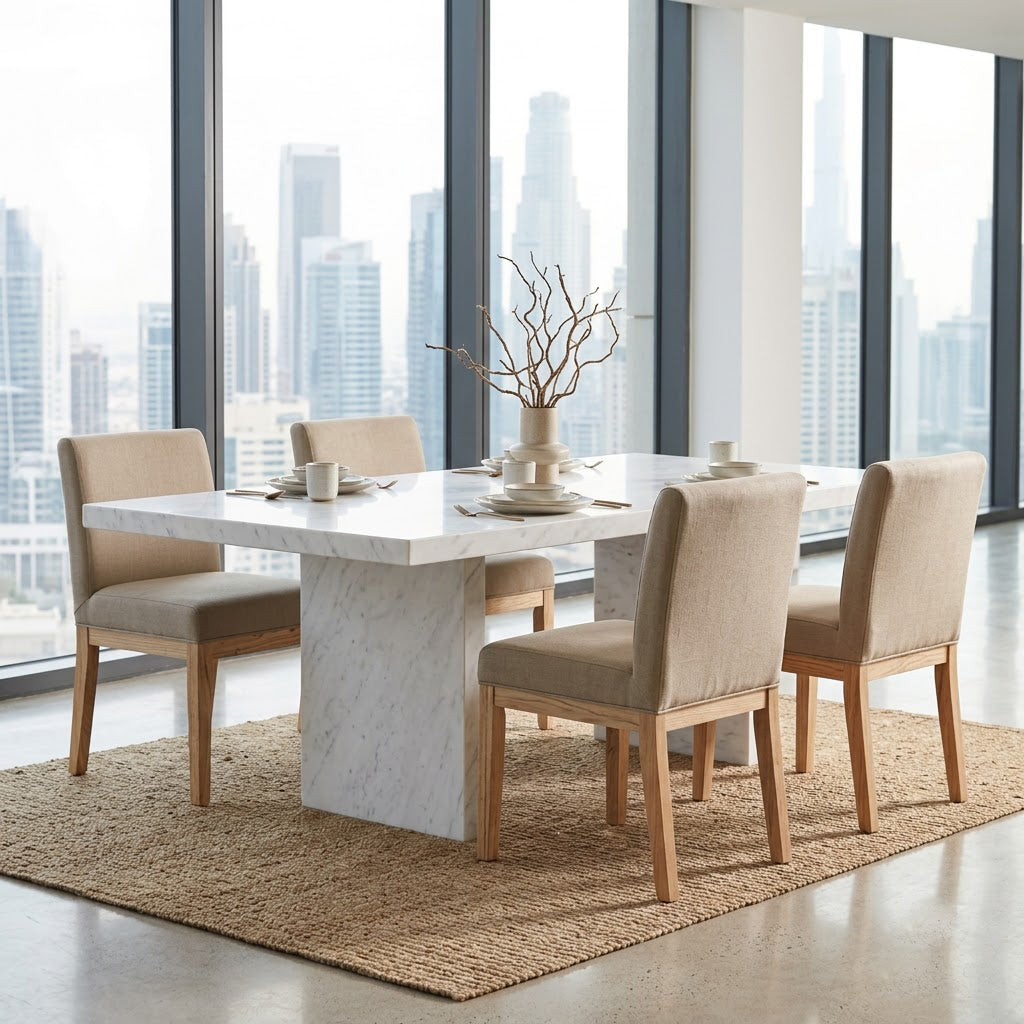 Remmy Acacia Wood Fabric Dining Chair - Natural / Archer Ivory
