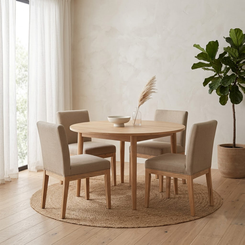 Remmy Acacia Wood Fabric Dining Chair - Natural / Archer Ivory