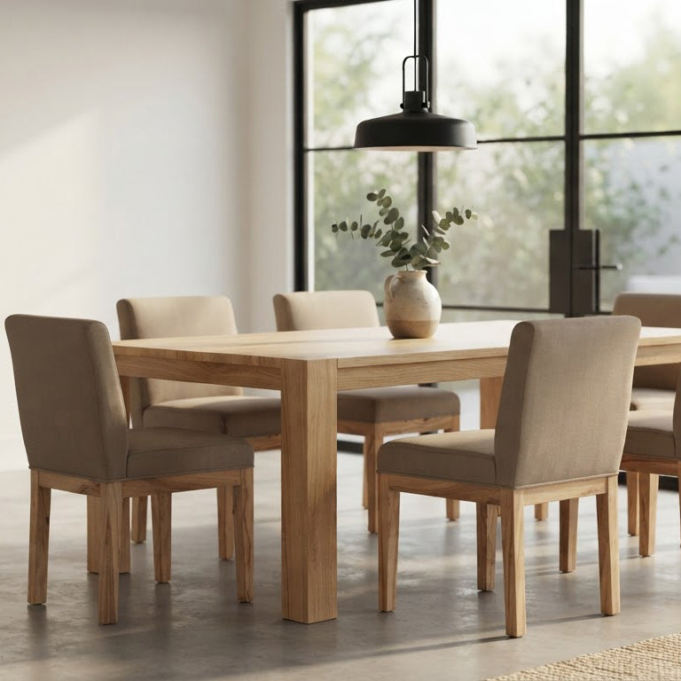Remmy Acacia Wood Fabric Dining Chair - Natural / Archer Ivory