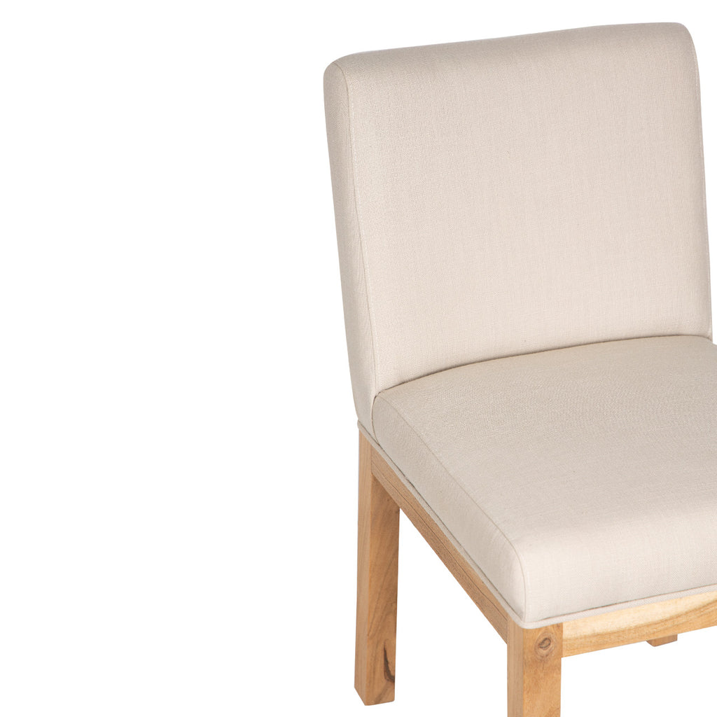 Remmy Acacia Wood Fabric Dining Chair - Natural / Archer Ivory