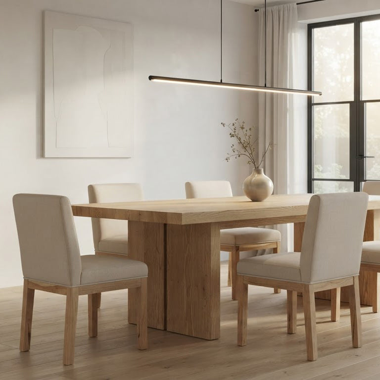 Remmy Acacia Wood Fabric Dining Chair - Natural / Archer Ivory