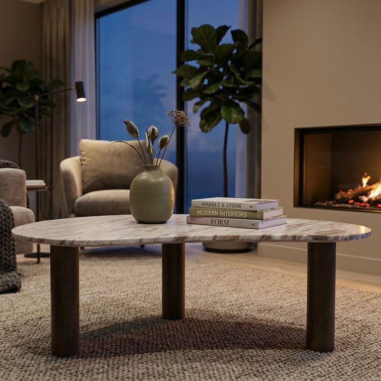 Retro Coffee Table Marble Top Sanwar Marble