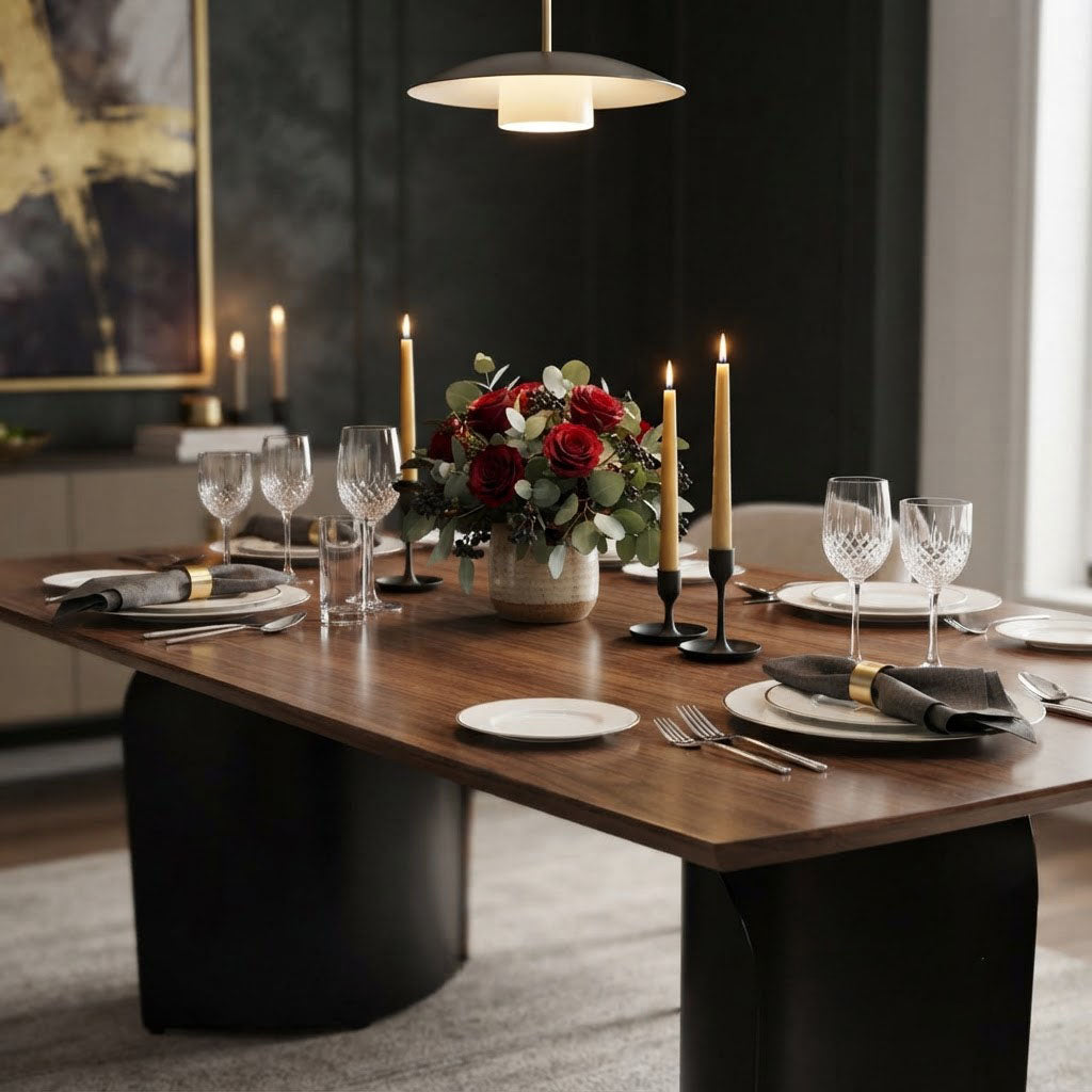 Ronal Rectangular Acacia Veneer Dininig Table