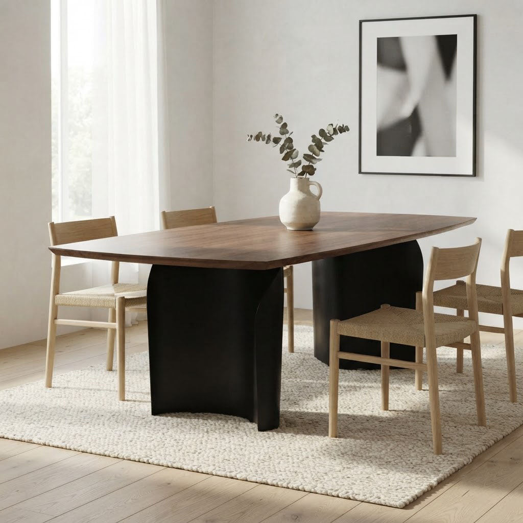 Ronal Rectangular Acacia Veneer Dininig Table