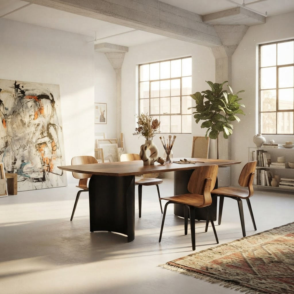 Ronal Rectangular Acacia Veneer Dininig Table