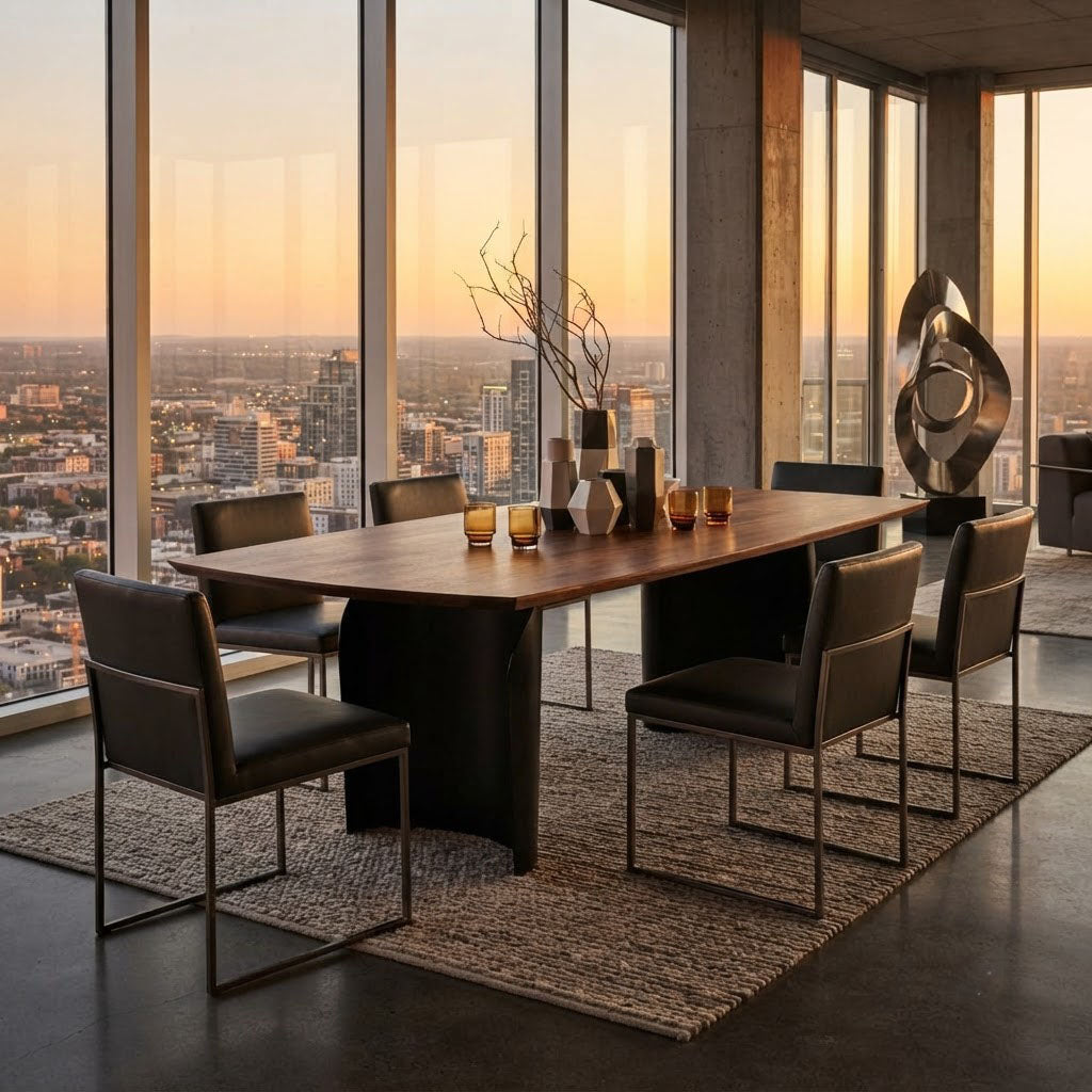 Ronal Rectangular Acacia Veneer Dininig Table
