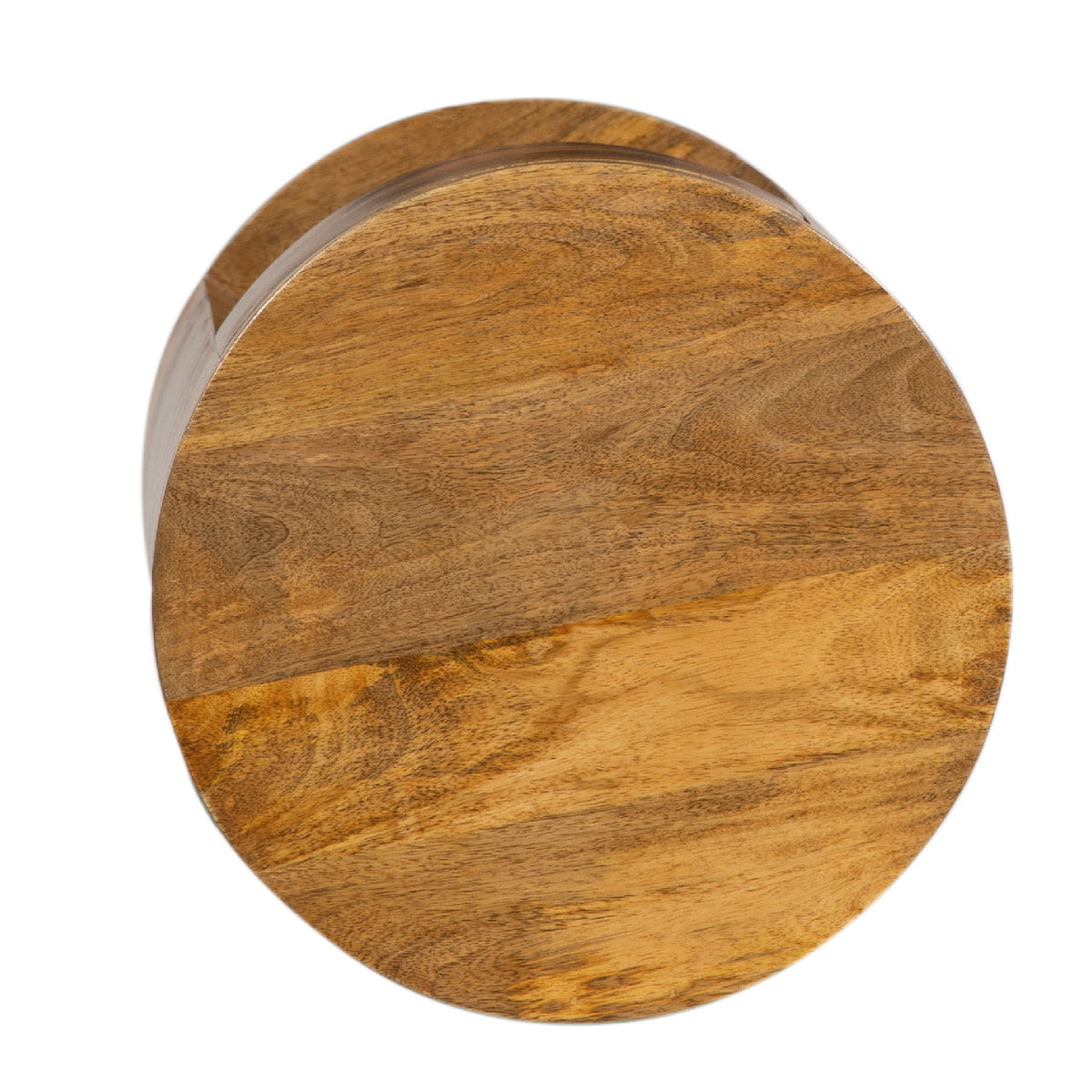 Rondo Mango Wood 1 Drawer Round Side Table - Cognac