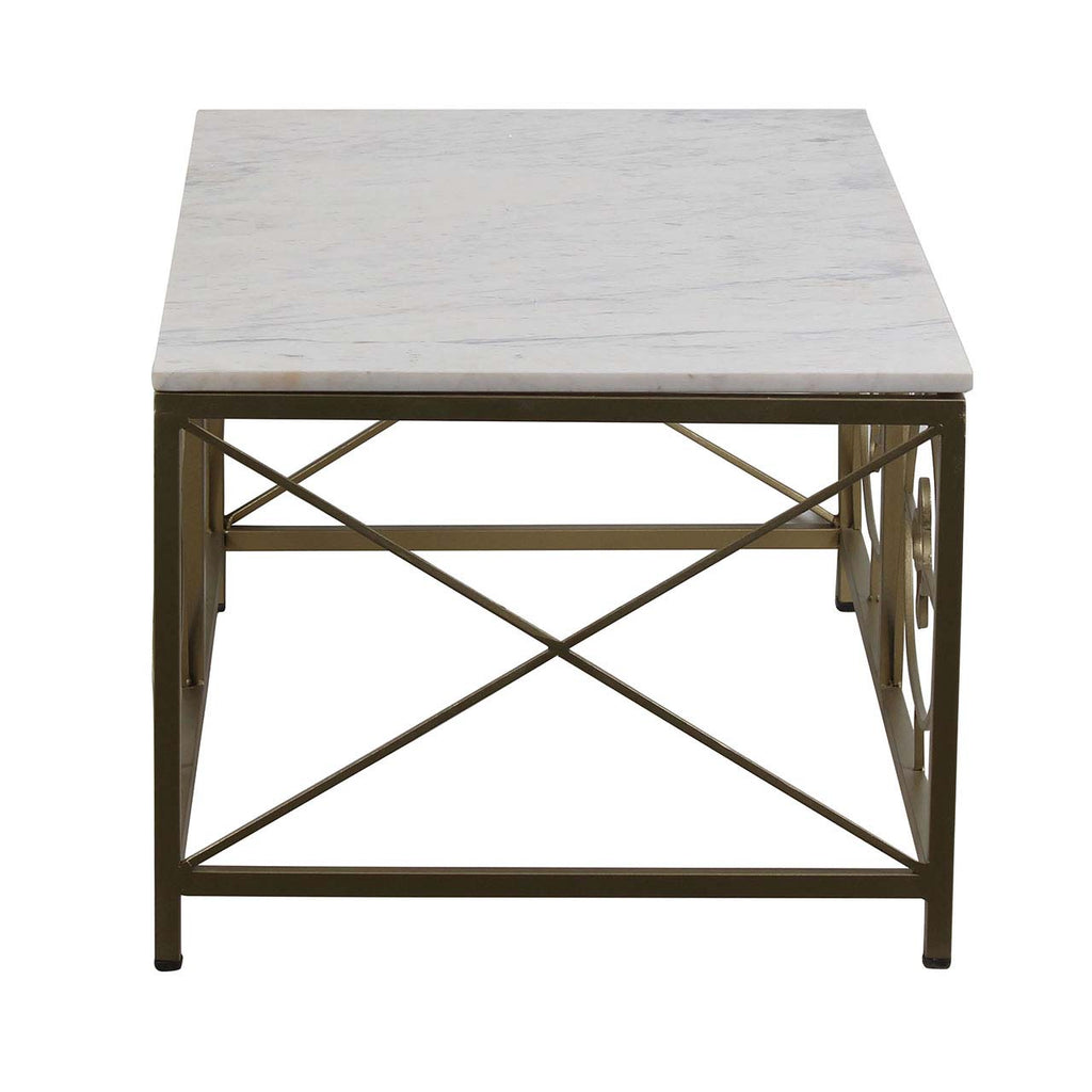 Rouge Marble Top Coffee Table - Gold Iron