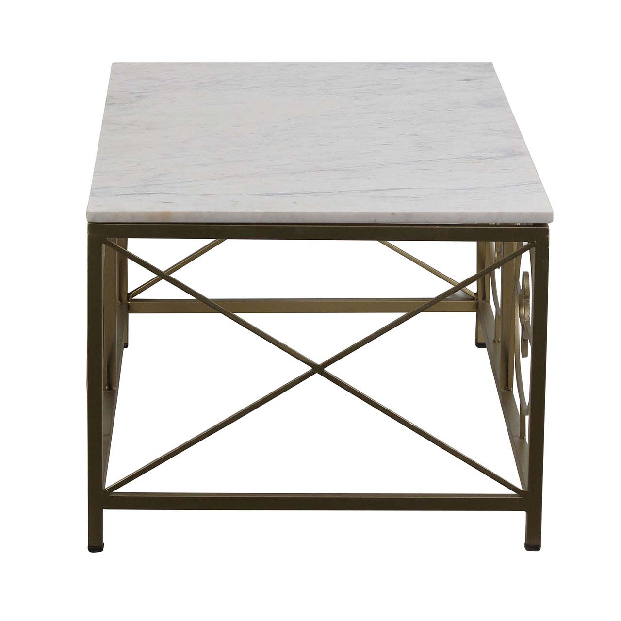 Rouge Marble Top Coffee Table - Gold Iron