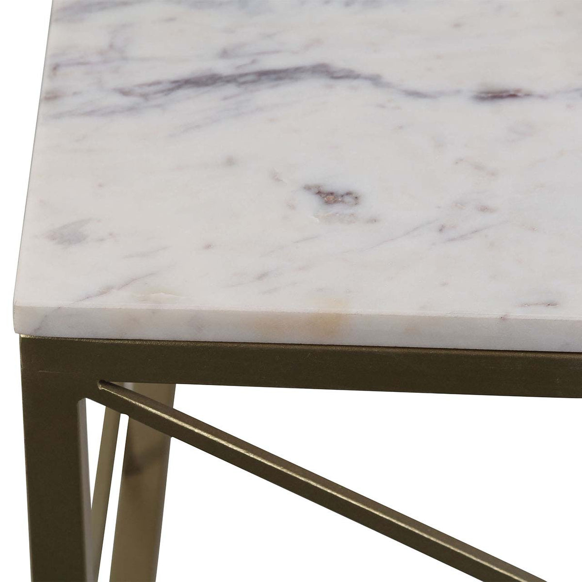 Rouge Marble Top Coffee Table - Gold Iron