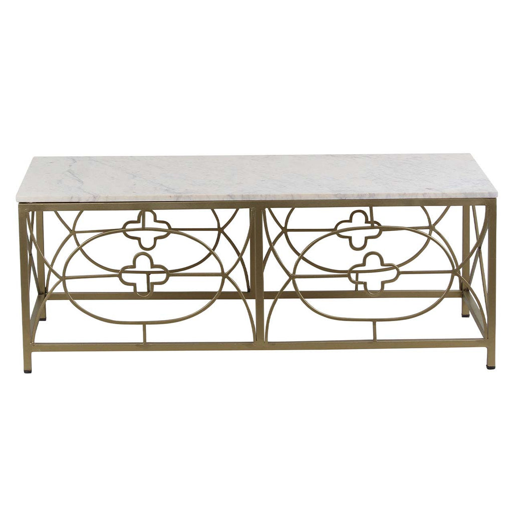 Rouge Marble Top Coffee Table - Gold Iron