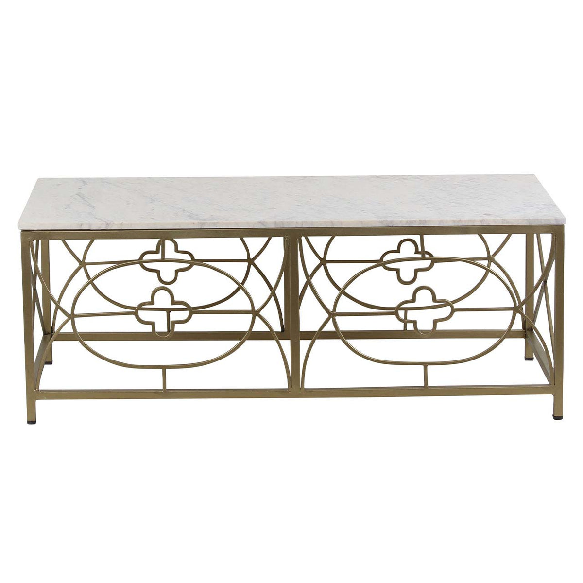 Rouge Marble Top Coffee Table - Gold Iron