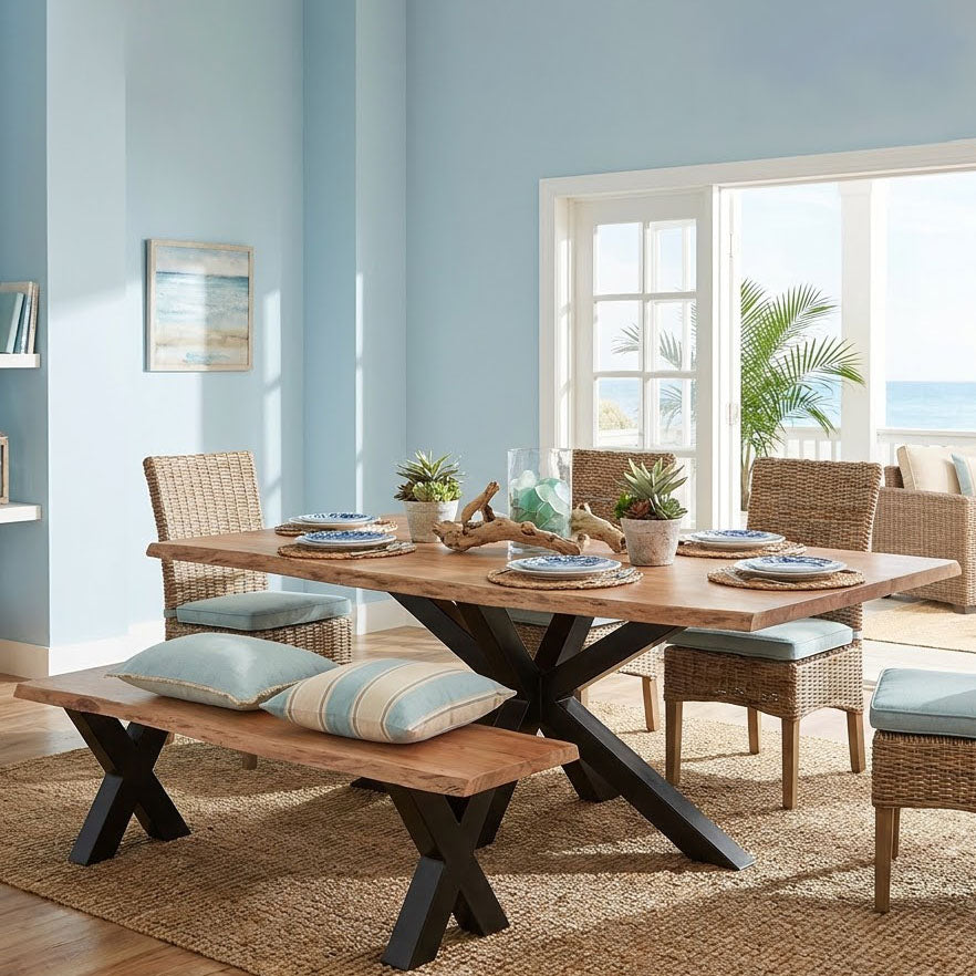 Spider Leg Dining Table - Acacia Natural / Black Iron