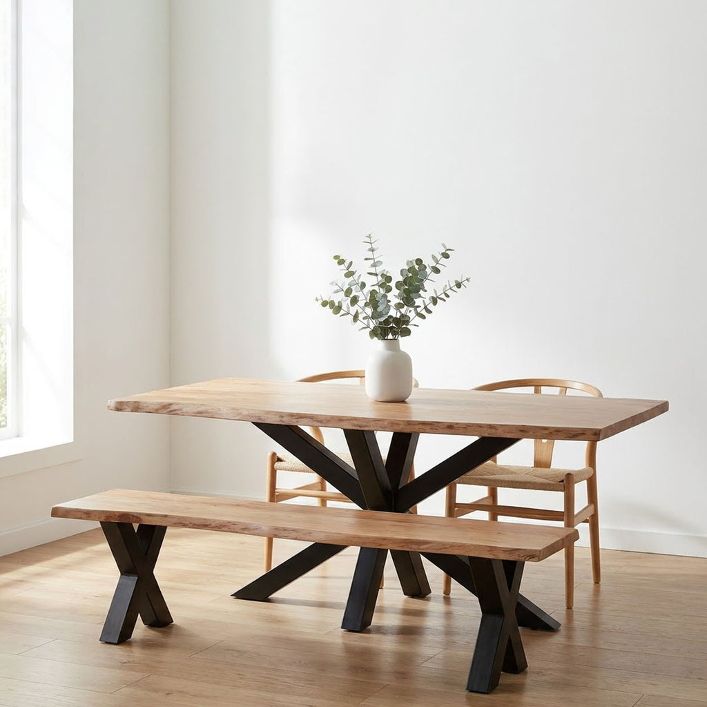 Spider Leg Dining Table - Acacia Natural / Black Iron