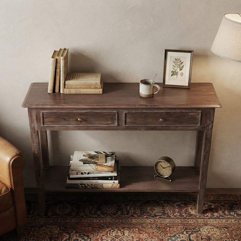 Sana Acacia Wood MDF Console Table - Slate Grey