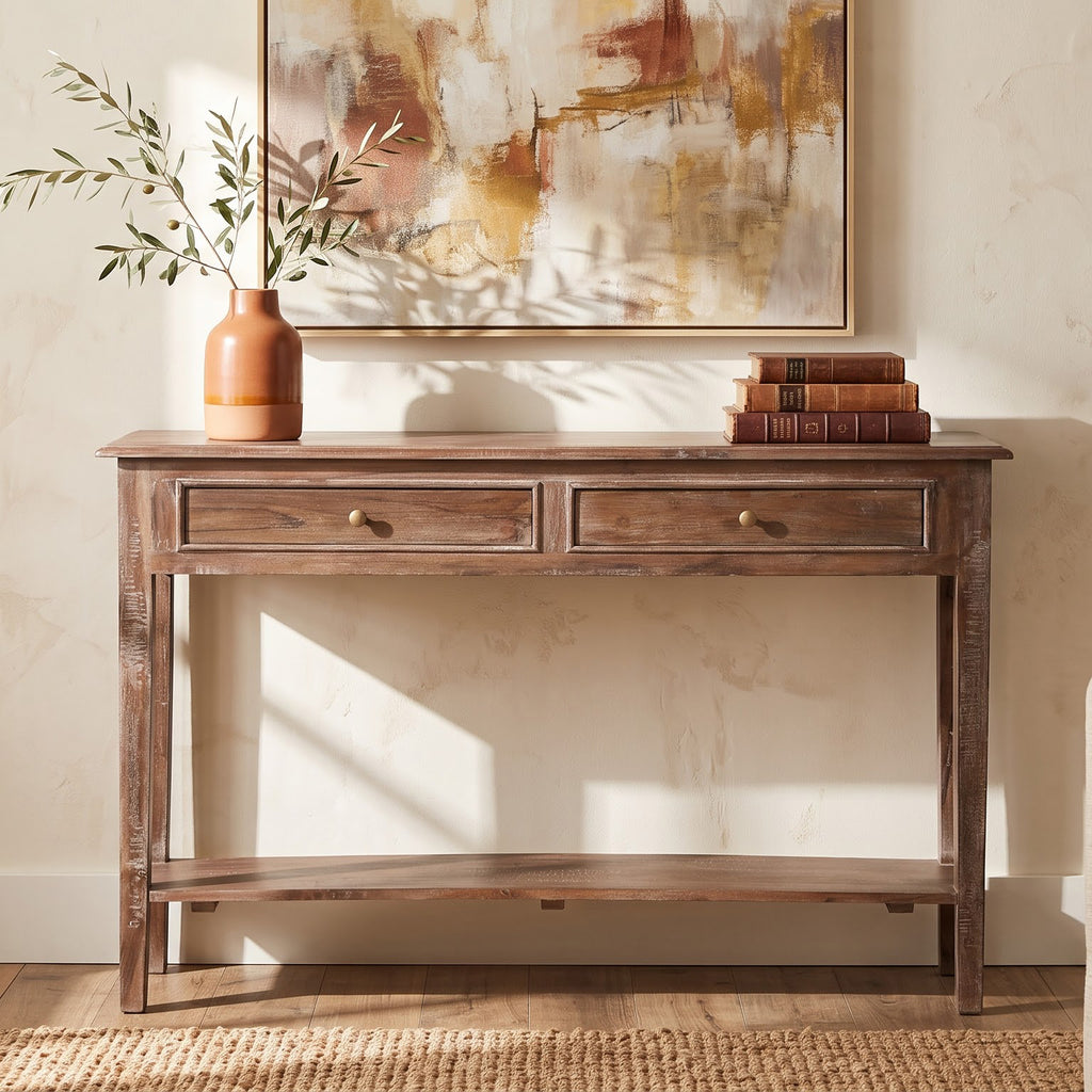 Sana Acacia Wood MDF Console Table - Slate Grey