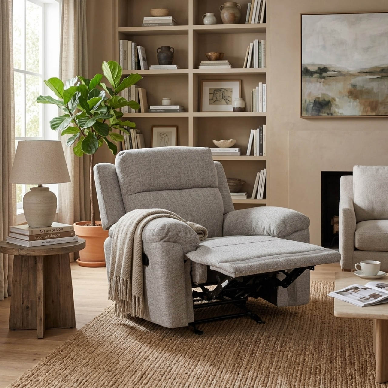 Santa Barbara Fabric Recliner Arm Chair - Beige