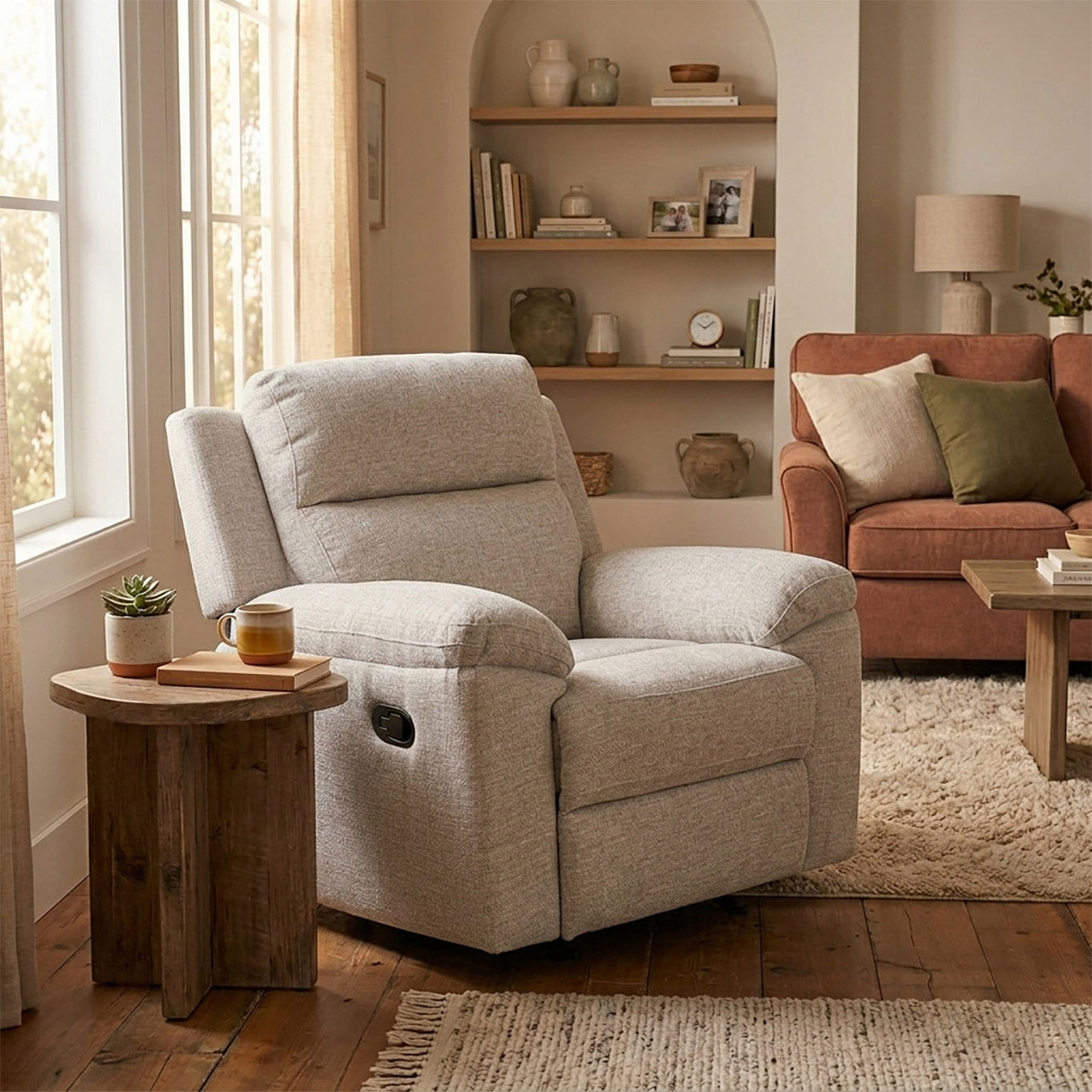 Santa Barbara Fabric Recliner Arm Chair - Beige