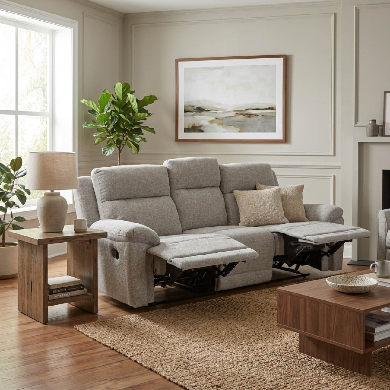 Santa Barbara Fabric Recliner Sofa - Beige
