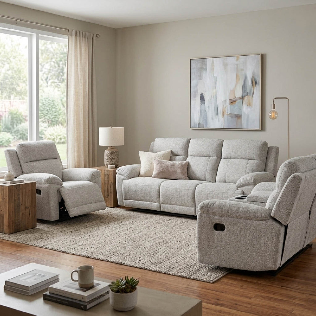 Santa Barbara Fabric Recliner Sofa - Beige