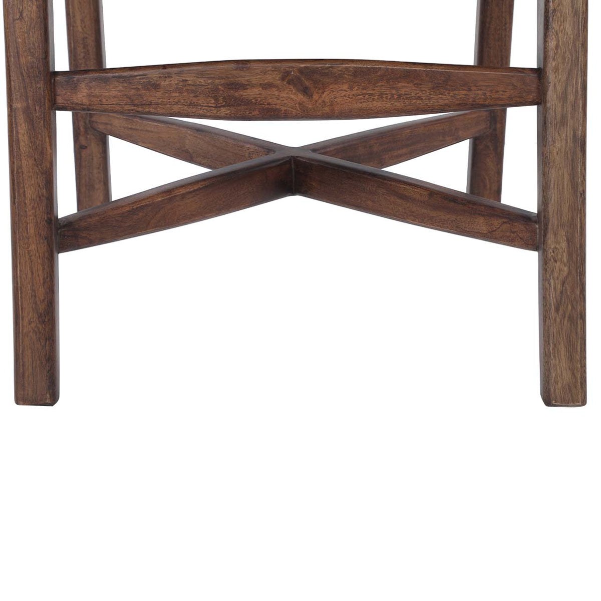 Santana Mango Wood Dining Chair - Washed Walnut / Navy Blue Leather
