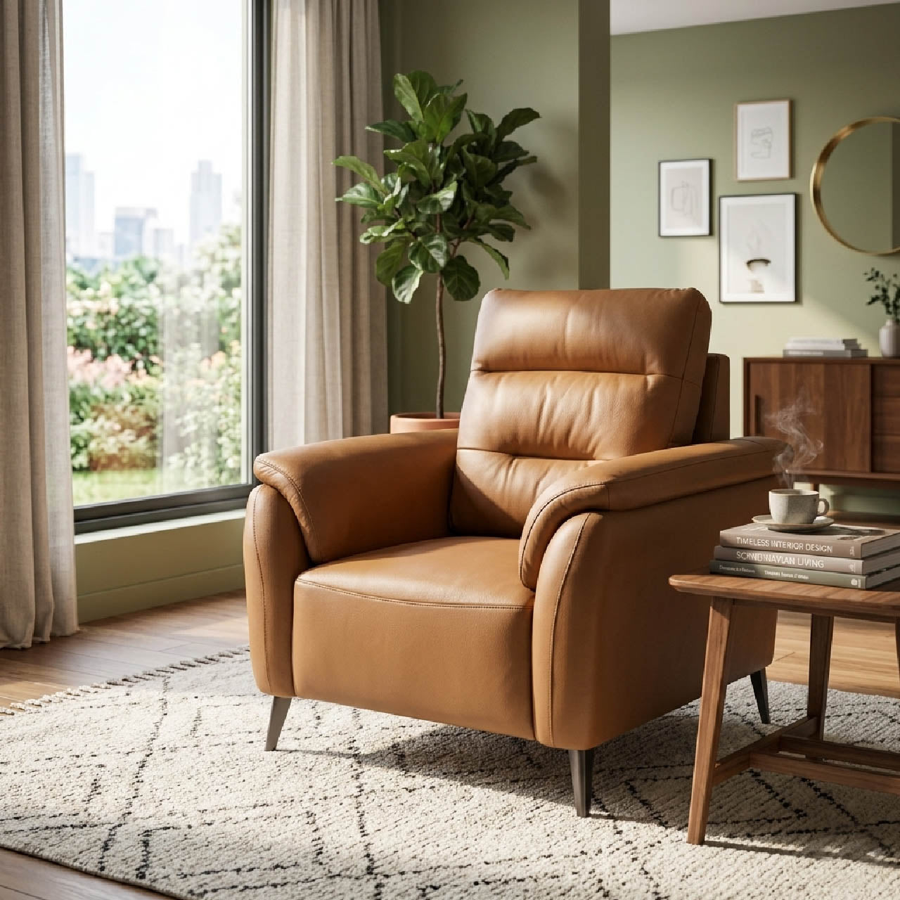 Santino Leather Luxe Arm Chair - Tan