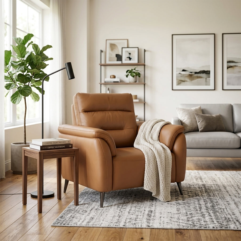 Santino Leather Luxe Arm Chair - Tan
