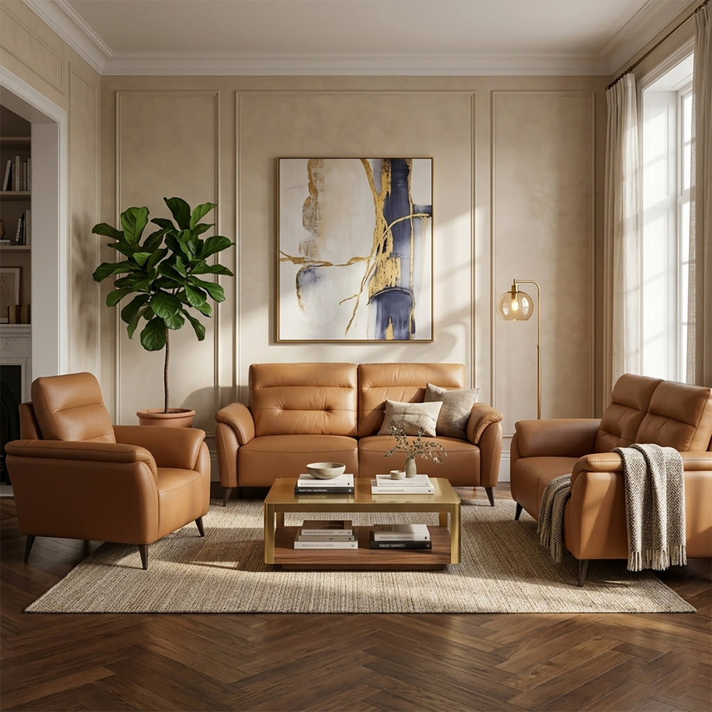 Santino Leather Luxe Arm Chair - Tan