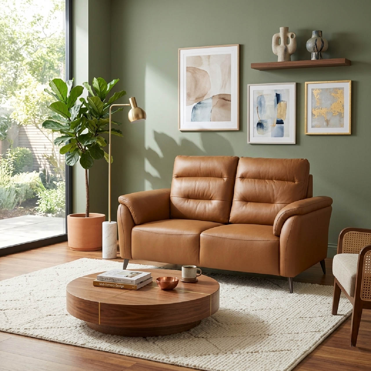 Santino Leather Luxe Loveseat - Tan