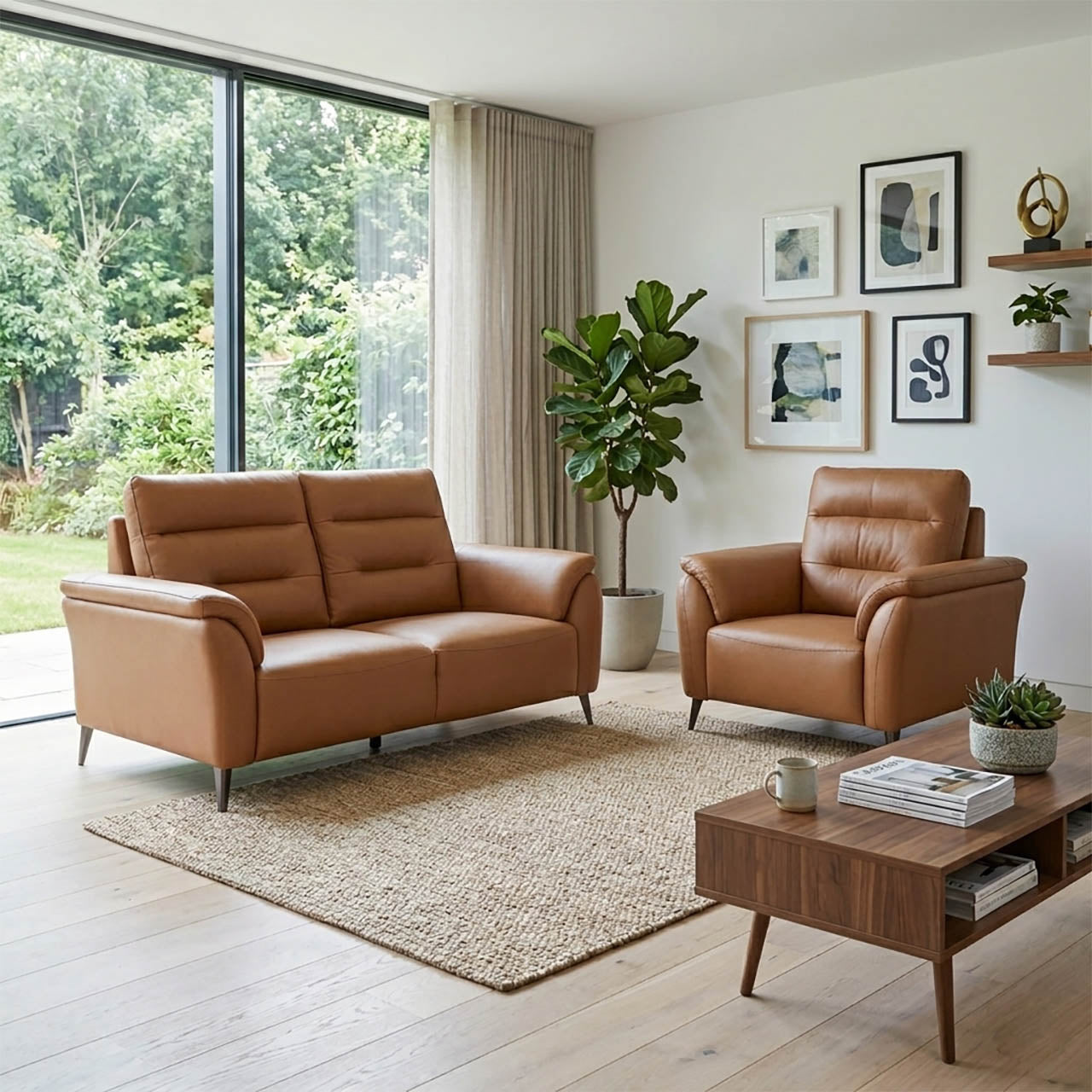 Santino Leather Luxe Loveseat - Tan