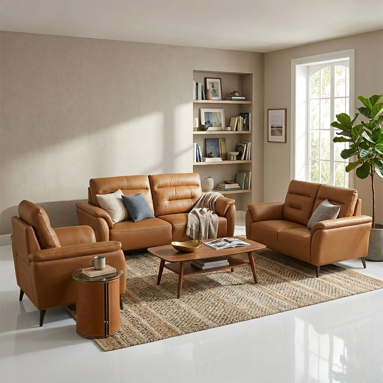 Santino Leather Luxe Loveseat - Tan