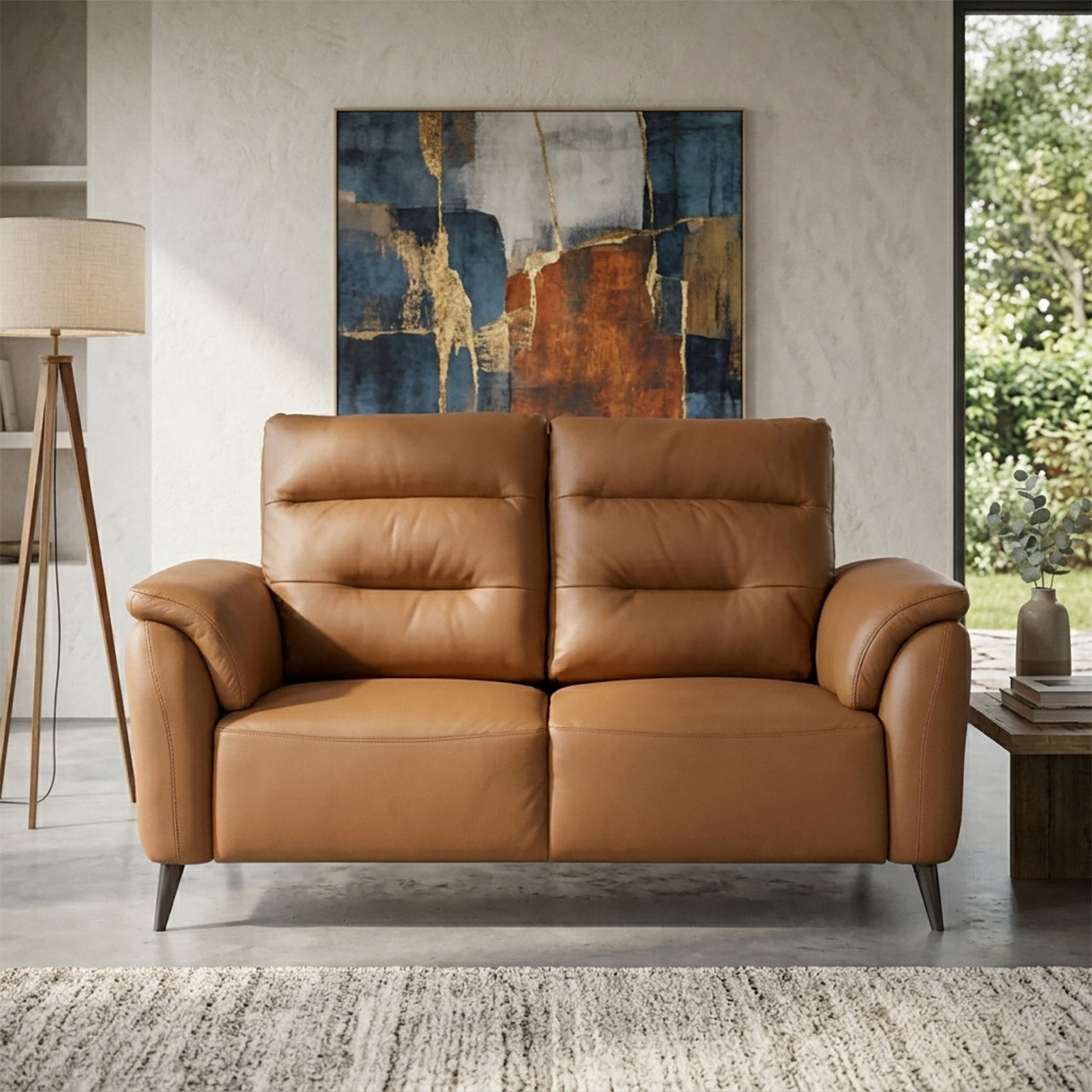 Santino Leather Luxe Loveseat - Tan