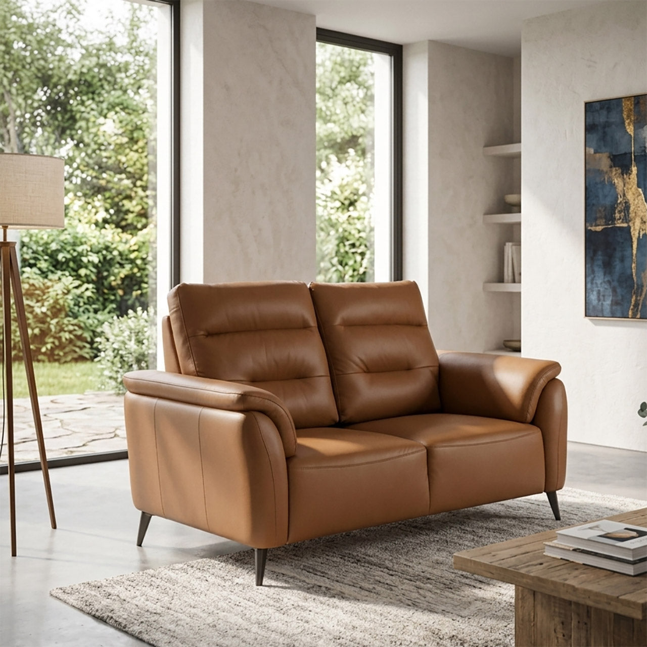 Santino Leather Luxe Loveseat - Tan