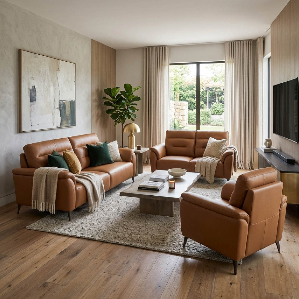 Santino Leather Luxe Sofa - Tan