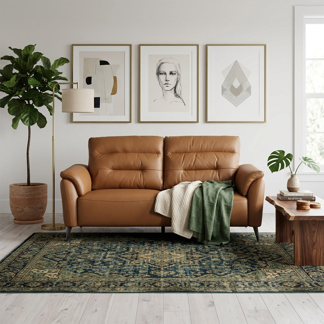 Santino Leather Luxe Sofa - Tan