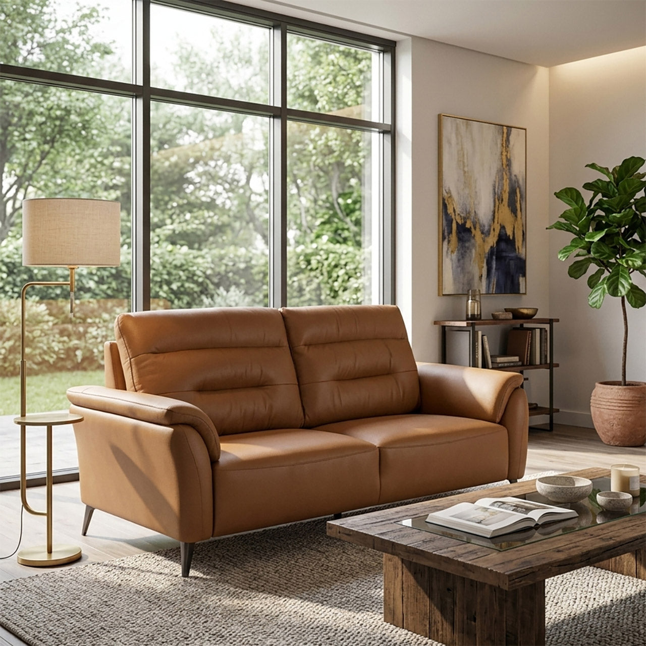 Santino Leather Luxe Sofa - Tan