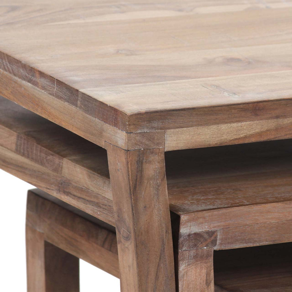Sanya Acacia Wood Set Of 3 Side Tables - Slate Grey