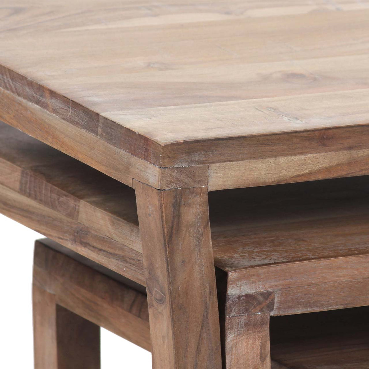 Sanya Acacia Wood Set Of 3 Side Tables - Slate Grey