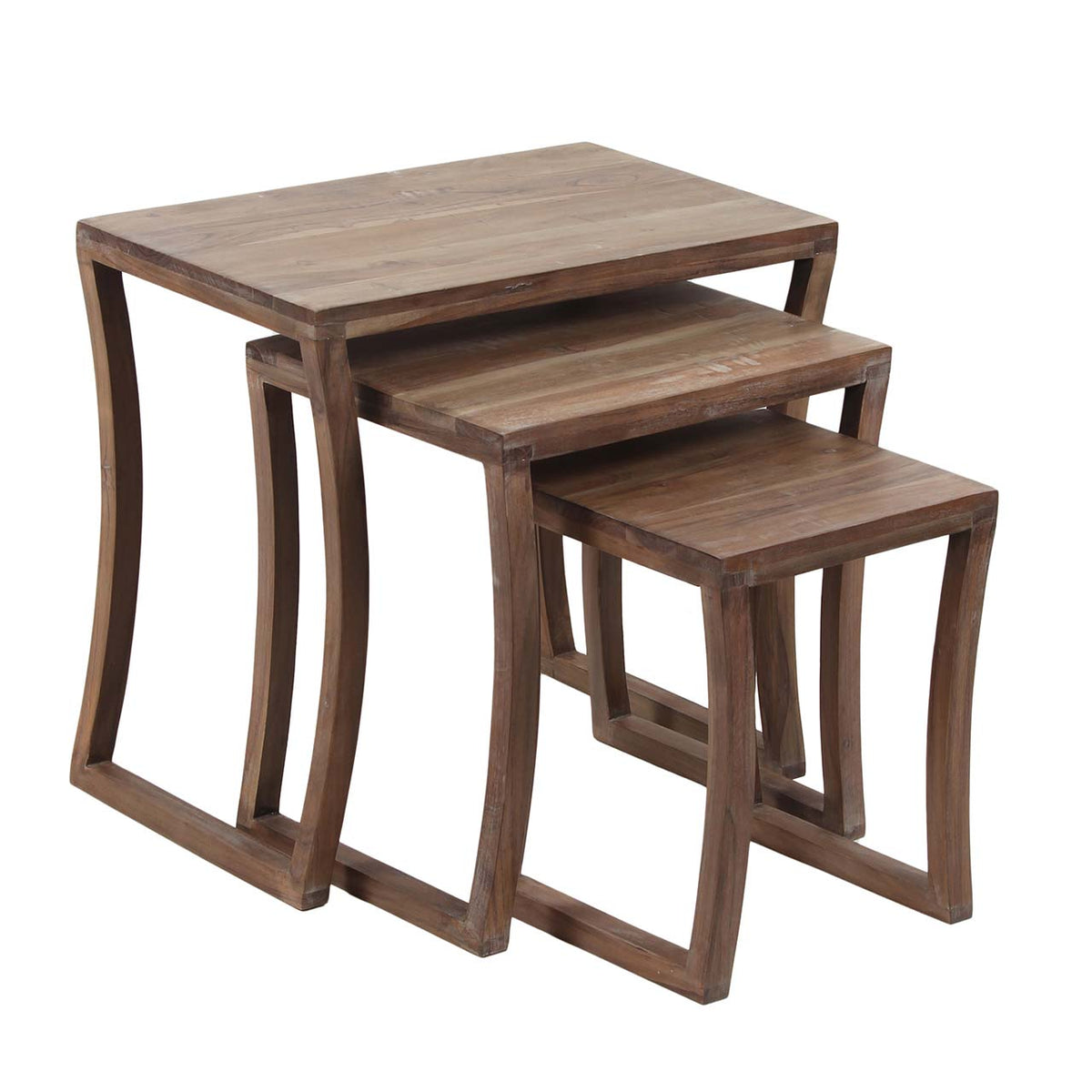 Sanya Acacia Wood Set Of 3 Side Tables - Slate Grey