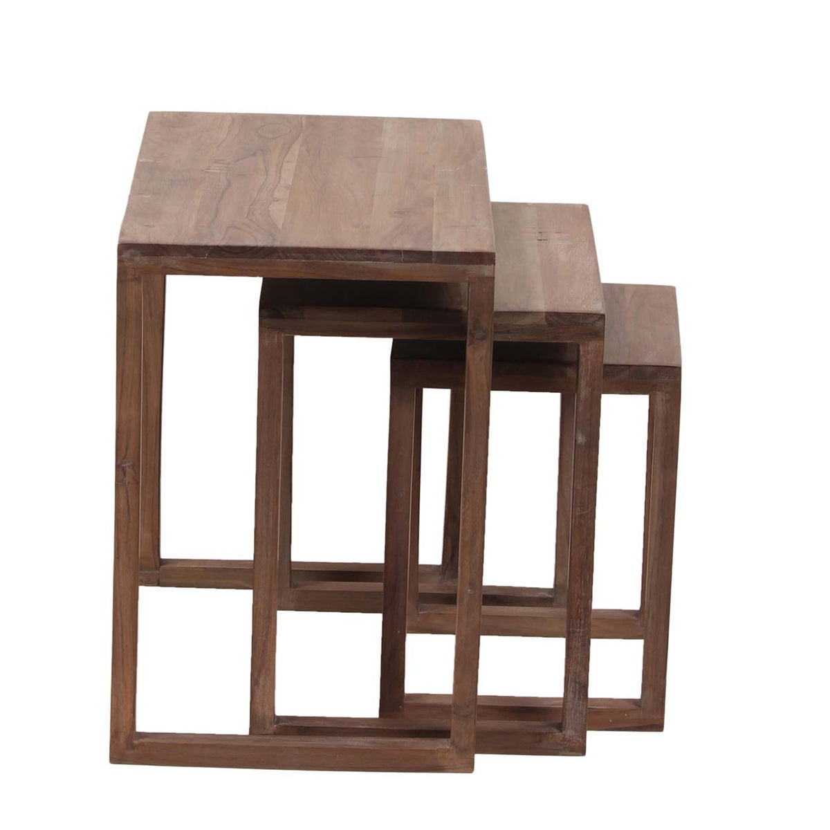 Sanya Acacia Wood Set Of 3 Side Tables - Slate Grey