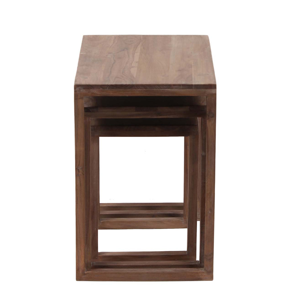 Sanya Acacia Wood Set Of 3 Side Tables - Slate Grey