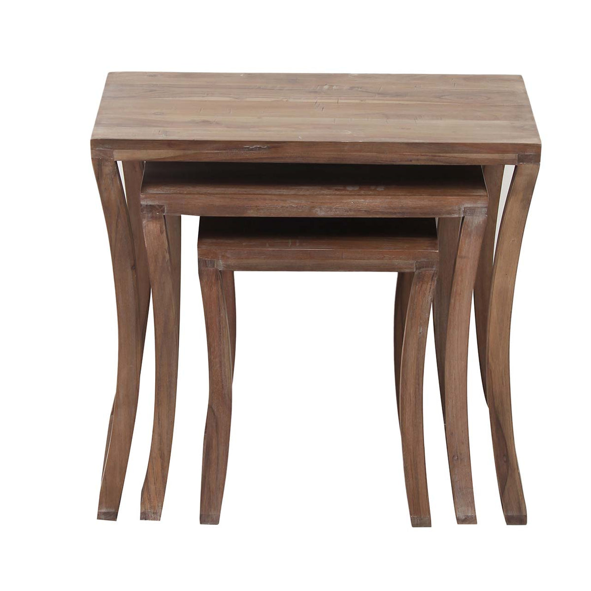 Sanya Acacia Wood Set Of 3 Side Tables - Slate Grey
