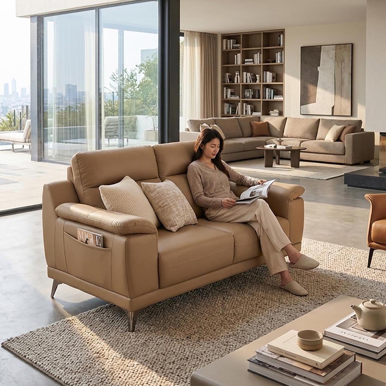 Sienna Leather Luxe Recliner - Brown