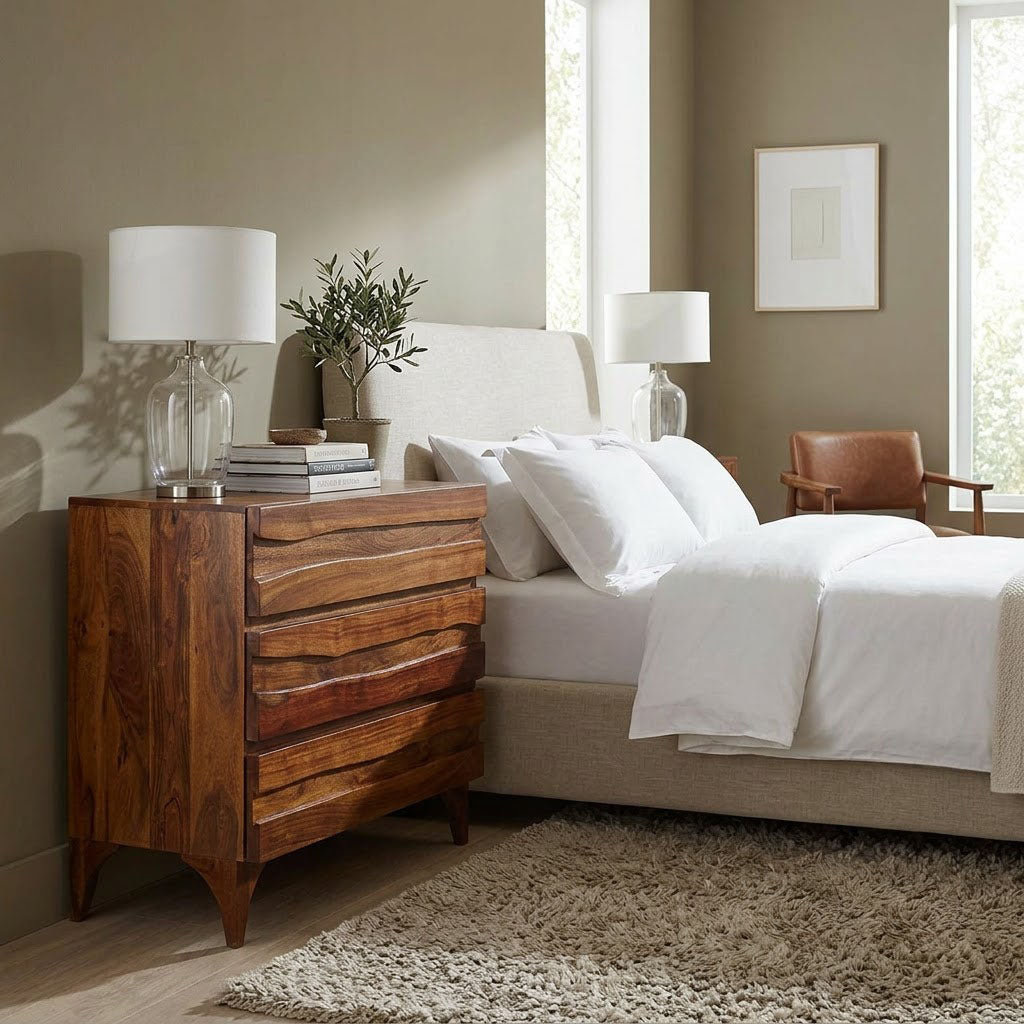 Sofia Acacia Wood Live Edge 3 Drawer Chest